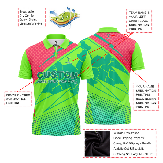 Customized Green 3D Pattern Performance Dart shirts