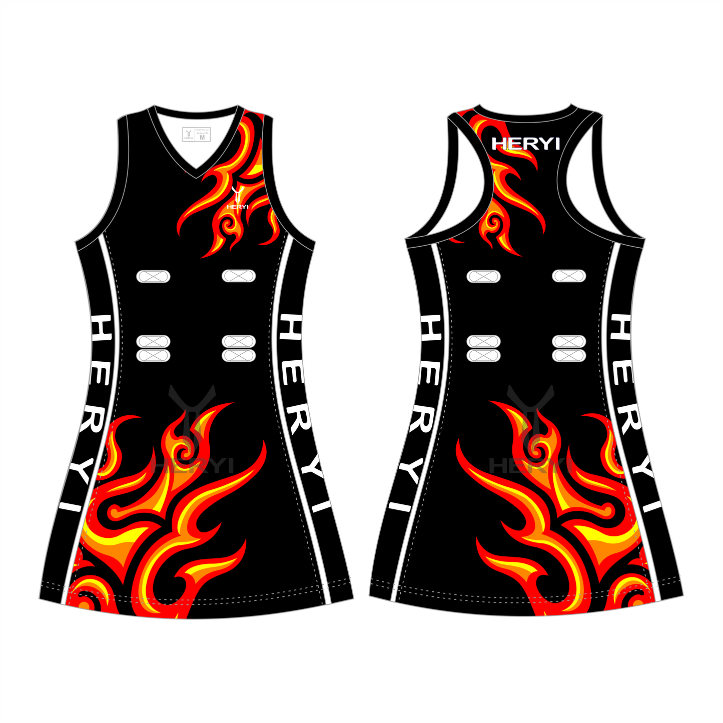 Customized flame design netball dress