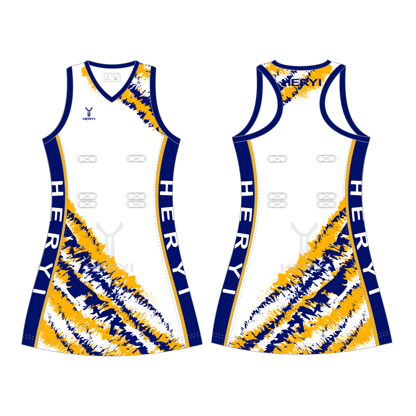Cuetom brand logo netball dresses