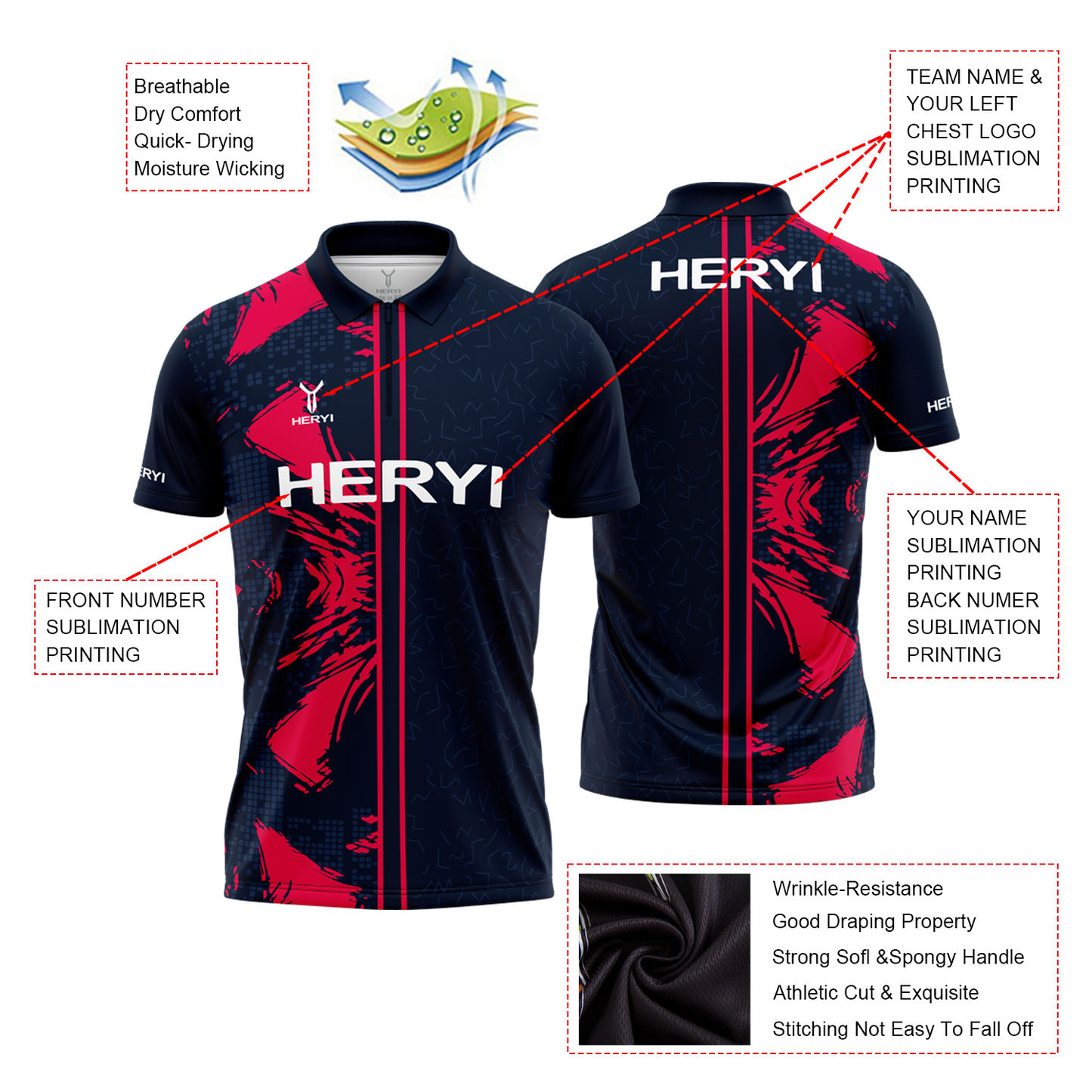 Customized Anti- Wrinkle Sublimation Dart Shirt