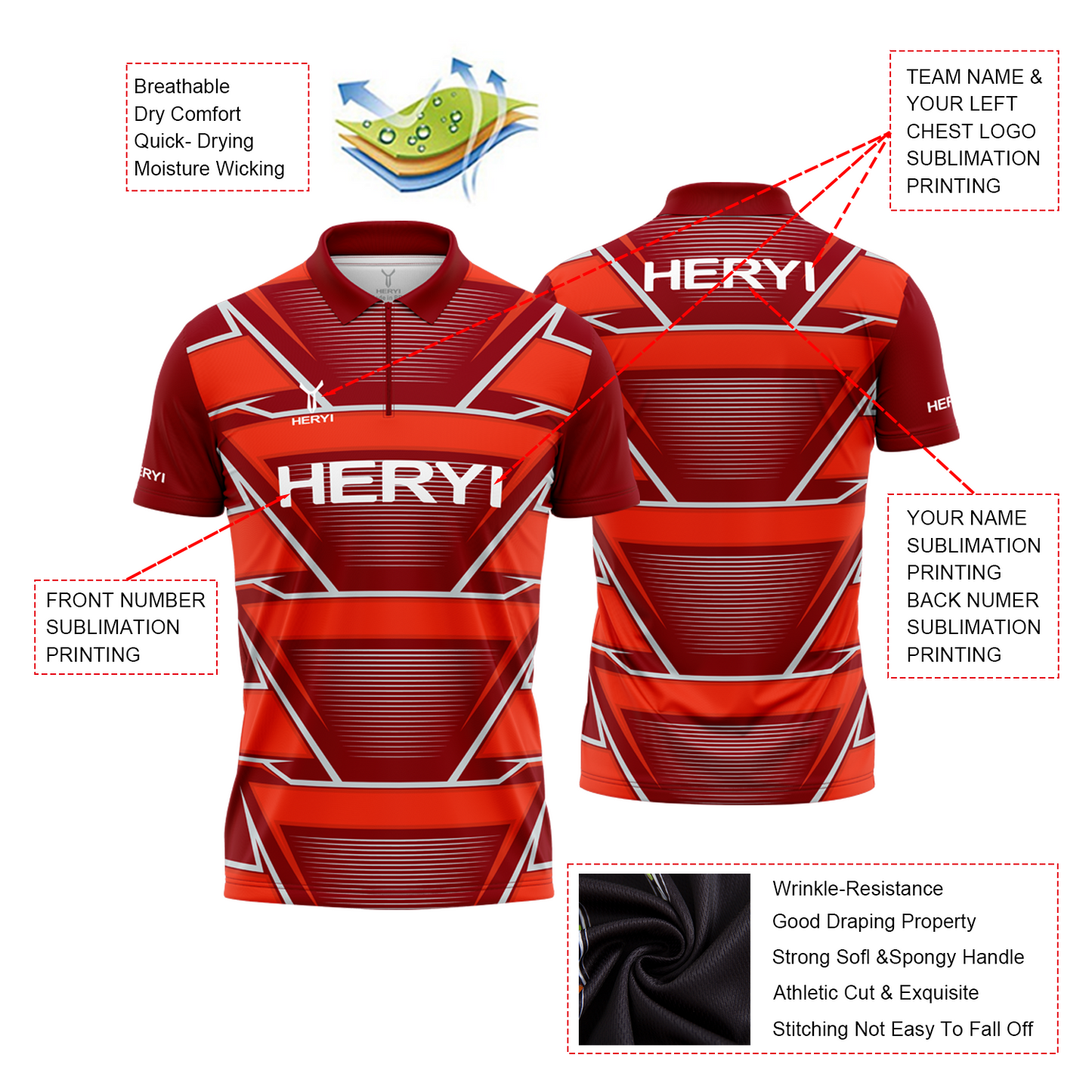 Customized Sublimation Embroidery Quick-dry Dart Polo Shirt