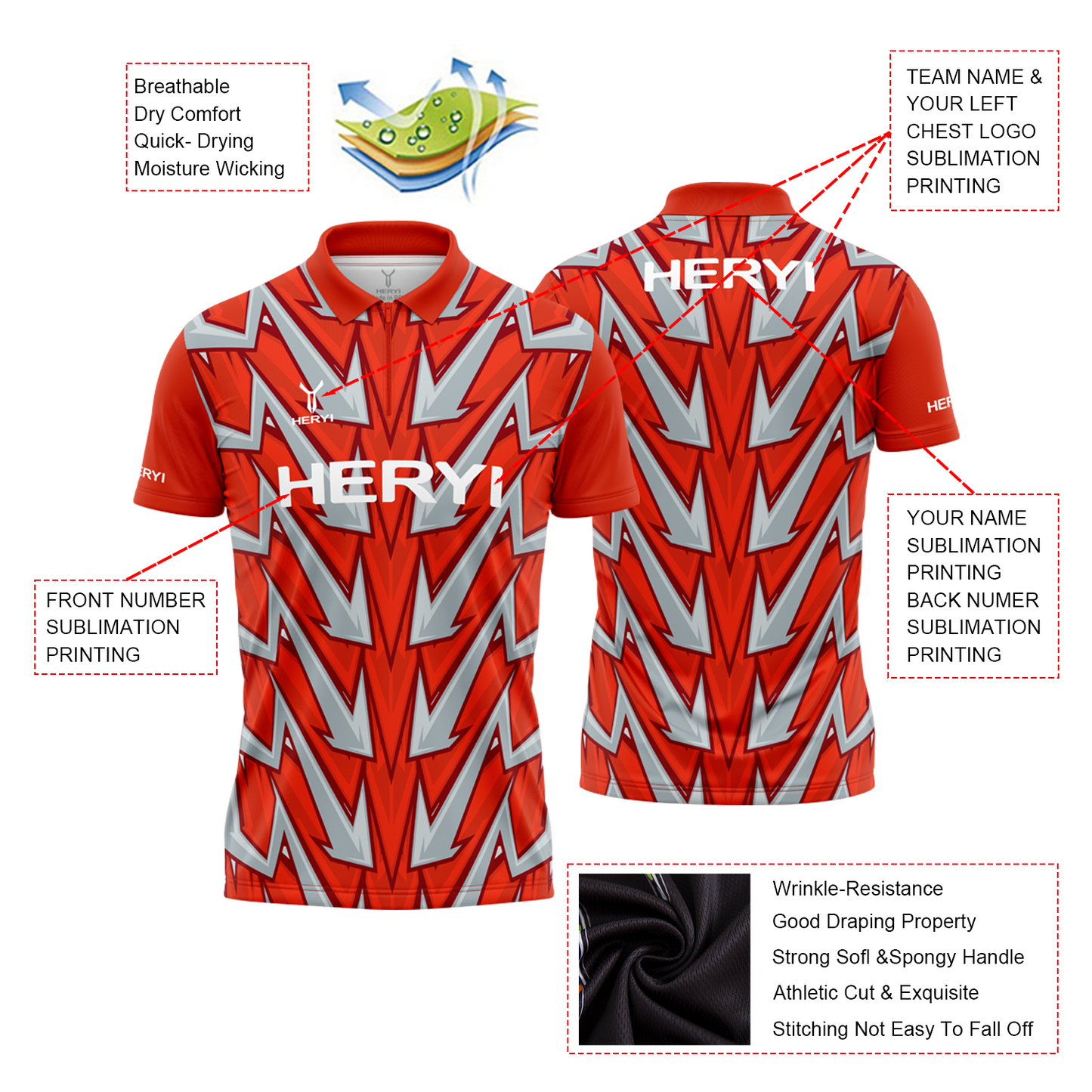 Custom Breathable Absorb Sweat Sublimation Dart Shirt