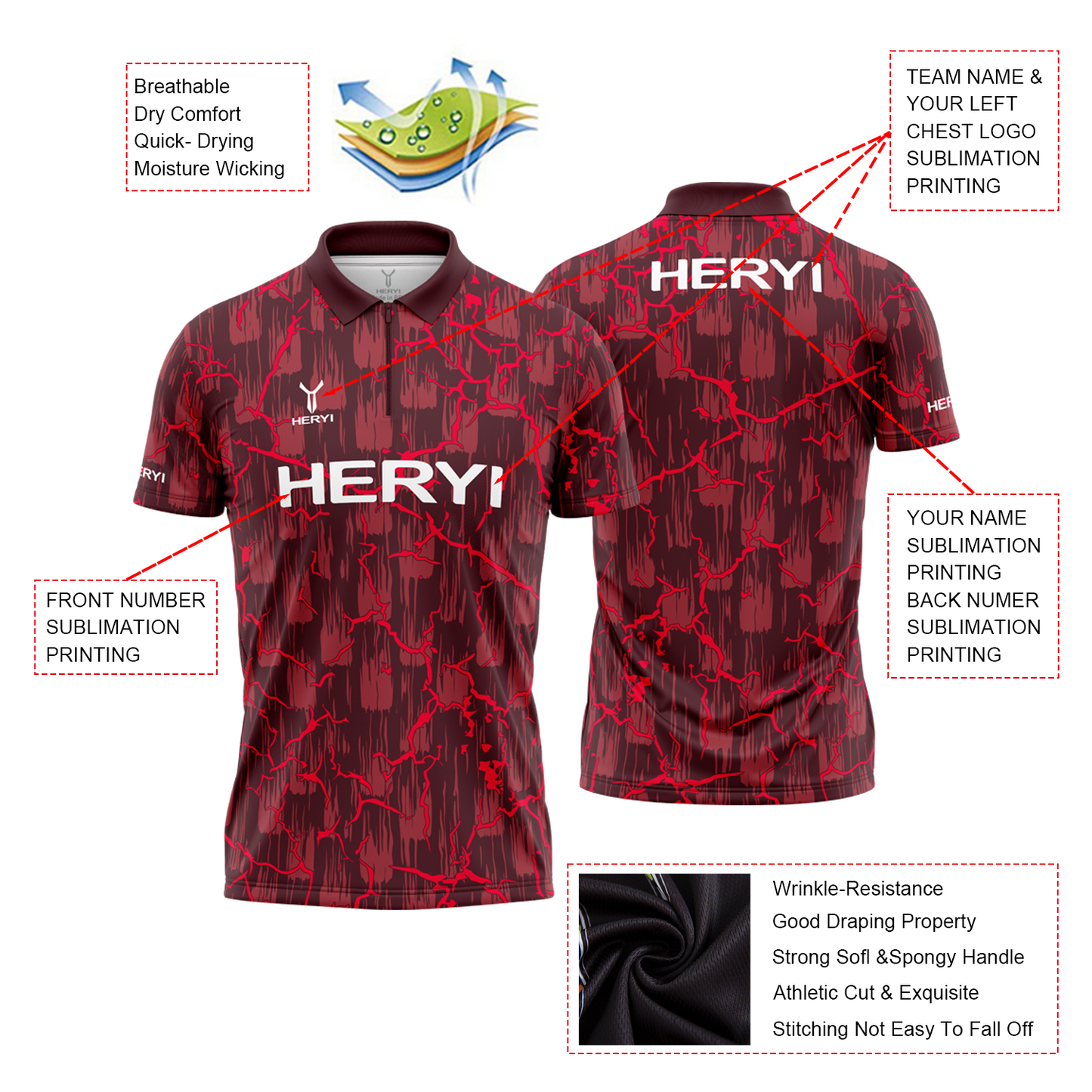 Custom Personalized Red Darts Polo Shirt