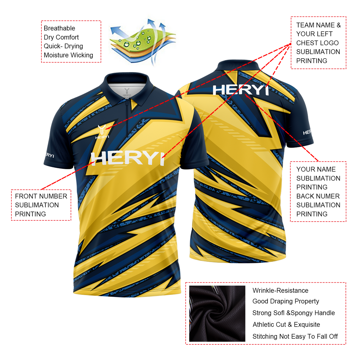 Custom Men Zipper up Polo Shirt Men Work Shirt Sublimated Dart Jerseys