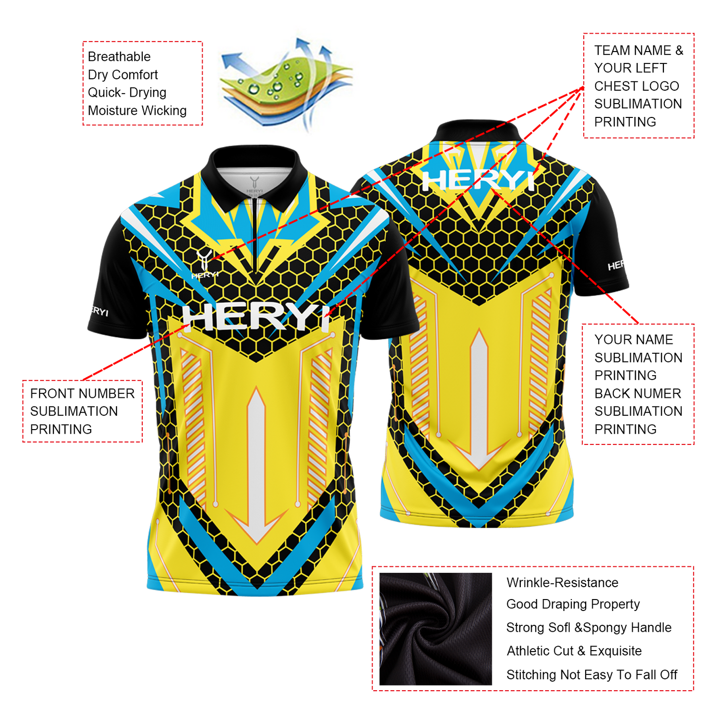 High Quality Custom Polo 100% Polyester Dart Shirts Wholesale Dart Jerseys Full Sublimation Print Dart Uniform