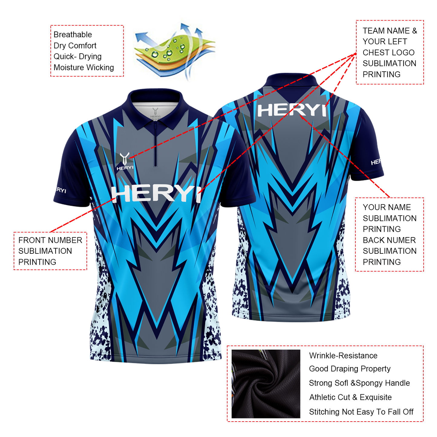 Custom Team Sportswear Full Digital Printing Dart Shirt