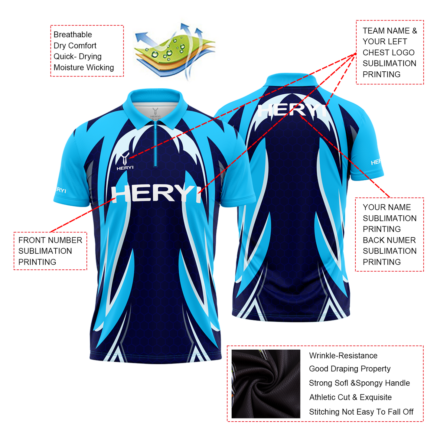 Wholesale Sublimation Dart Jersey Polo Shirt