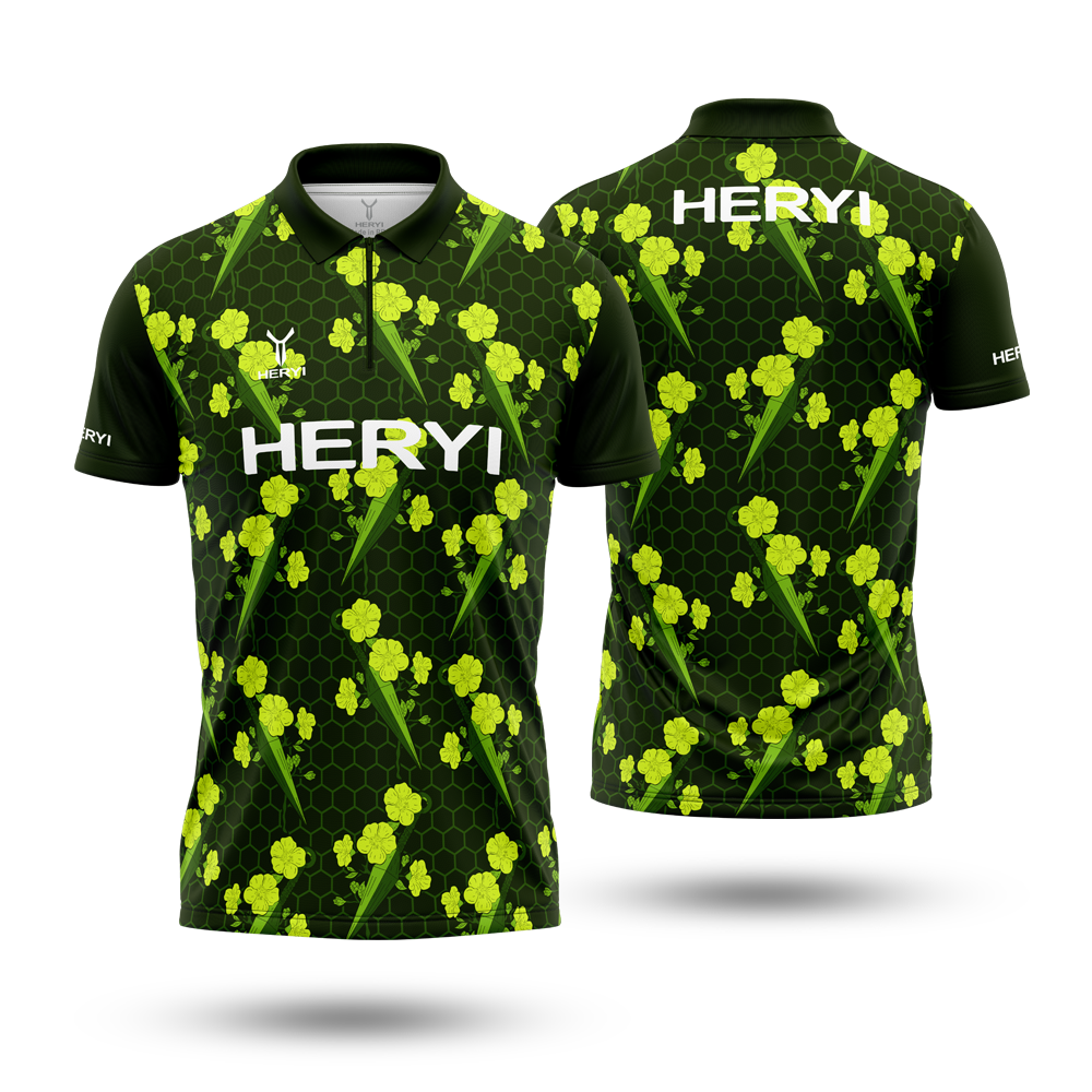 Custom Polyester Dart Shirt Jersey Zipper Stand up Collar Polo Shirt