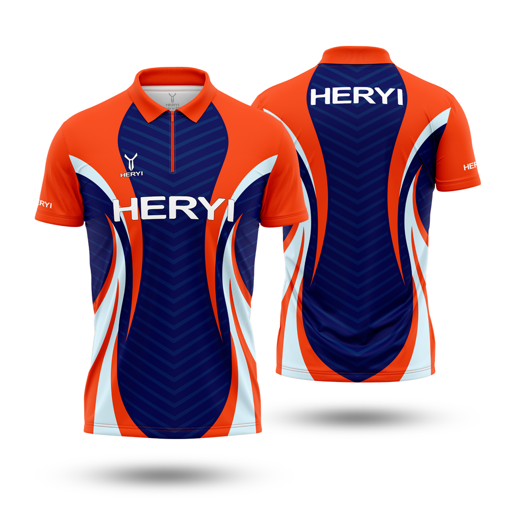 Custom Men Zipper up Polo Shirt Men Work Shirt Sublimated Dart Jerseys