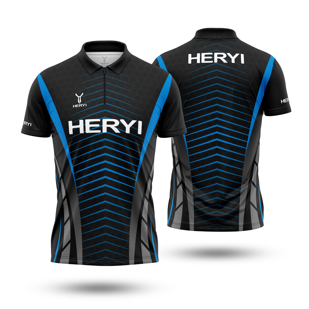 Custom Men Zipper up Polo Shirt Men Work Shirt Sublimated Dart Jerseys