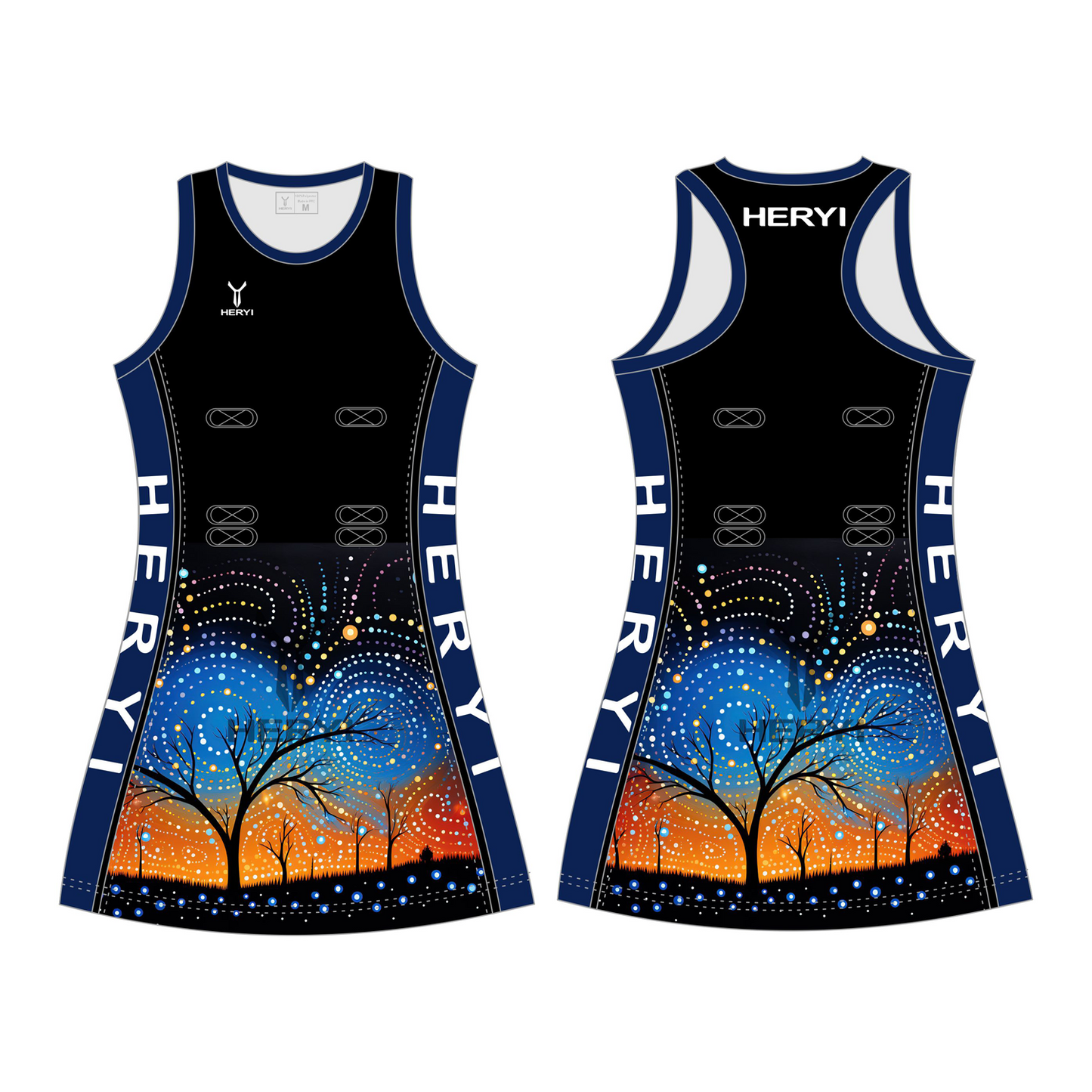 Customized black aborigines netball dress