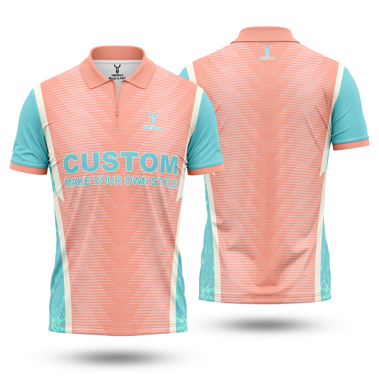 Customized High-Quality Black And Red Gradient Pattern Zipper Darts Performance Polo Shirt