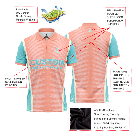 Customized High-Quality Black And Red Gradient Pattern Zipper Darts Performance Polo Shirt