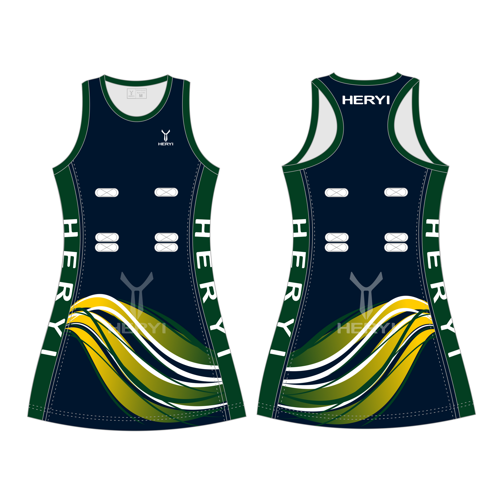 Custom yellow netball dresses Heryi Sportswear Custom yellow netball dresses Heryi Sportswear