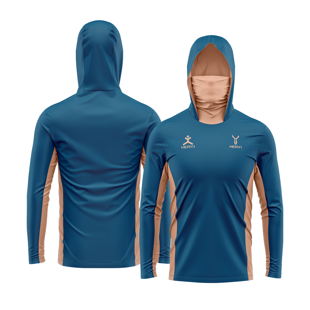 Custom blue UPF50+ fishing shirt