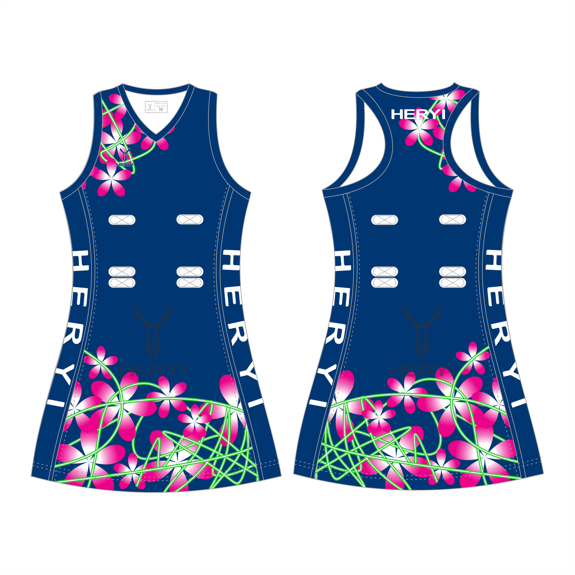 Custom new V-neck netball dresses Heryi Sportswear Custom new V-neck netball dresses Heryi Sportswear