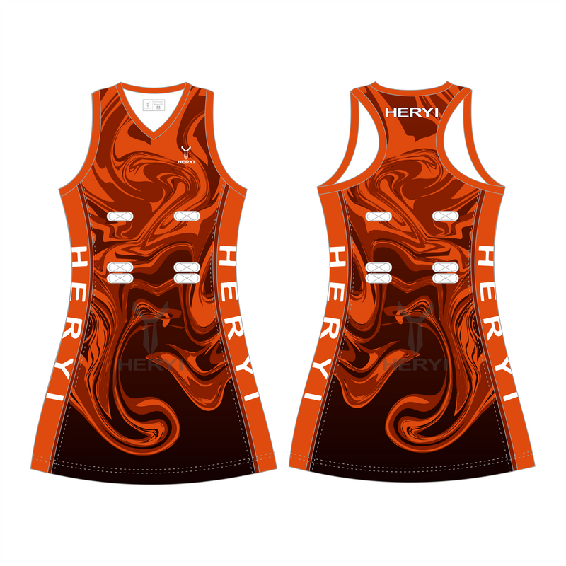 Cuetom brand logo netball dresses