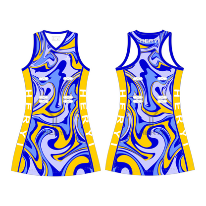 Cuetom brand logo netball dresses
