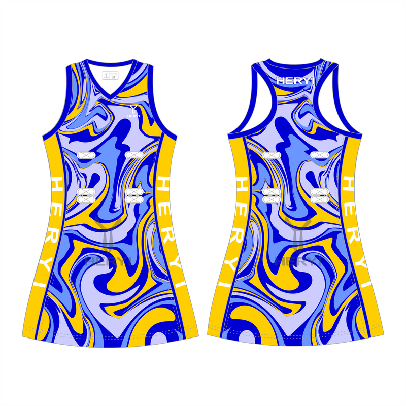 Cuetom brand logo netball dresses