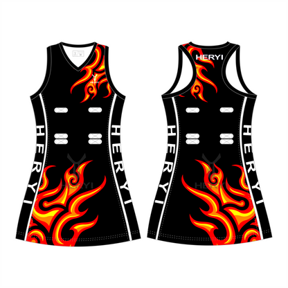 Customized flame design netball dress
