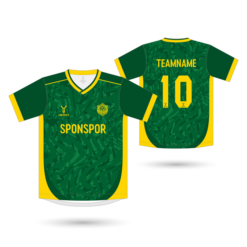 Abstract Green & Yellow Soccer Kit Manufacturer | Full Body Sublimation