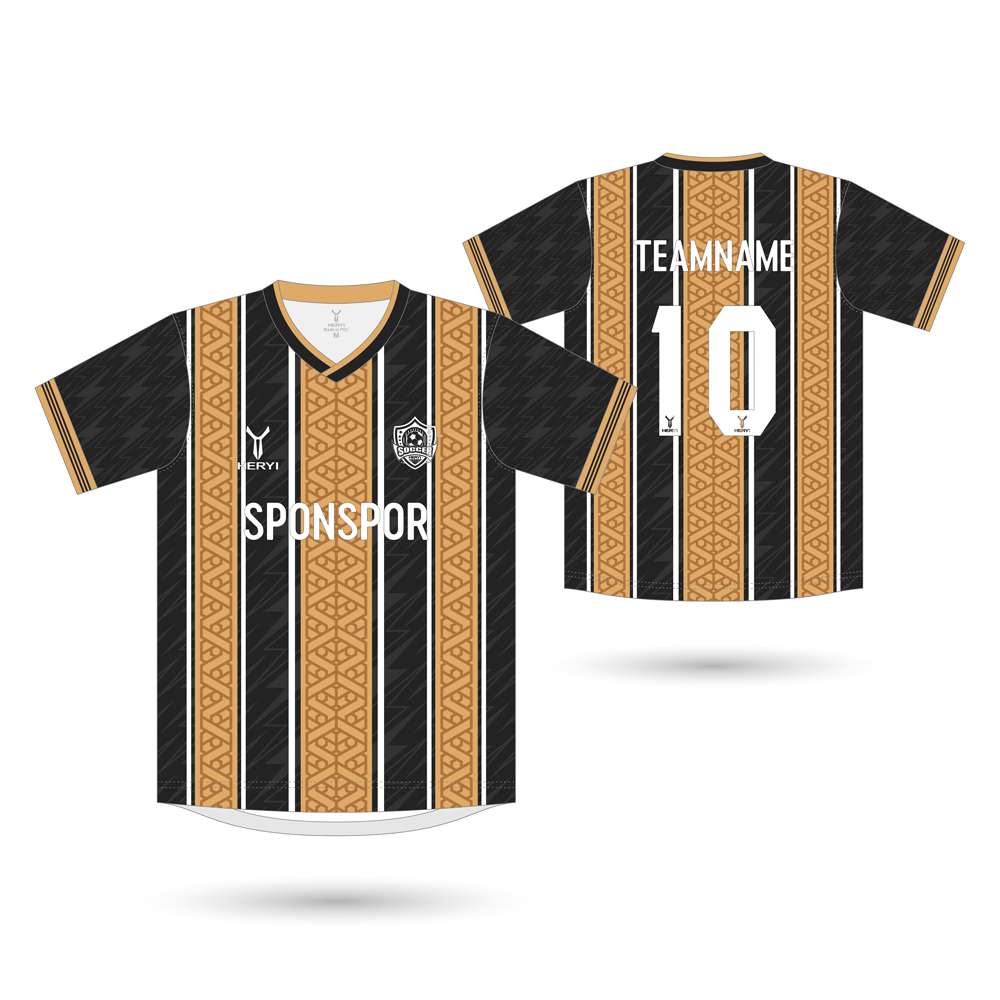 Custom Black & Gold Team Kits Manufacturer | Chain Pattern Design