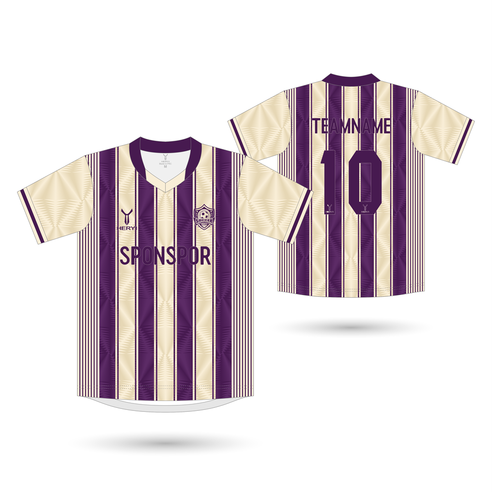 Luxury Purple & Gold Striped Jersey | Custom Feather Texture ODM