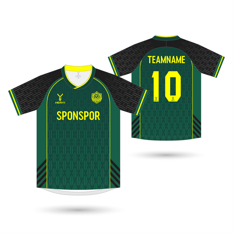 Modern Dark Green & Black Raglan Jersey | Textured Performance Wear