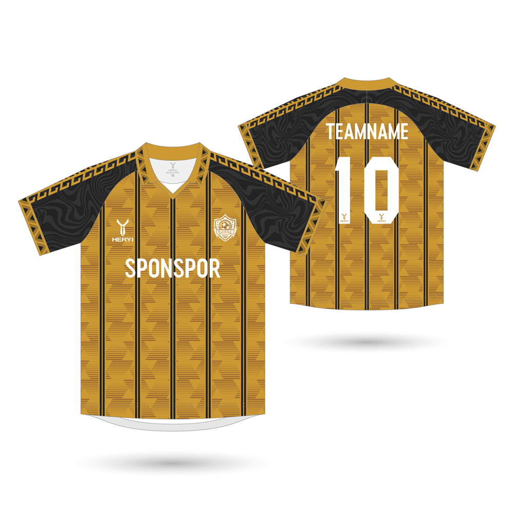 Luxury Gold & Black Soccer Jersey Manufacturing | Custom Pattern ODM