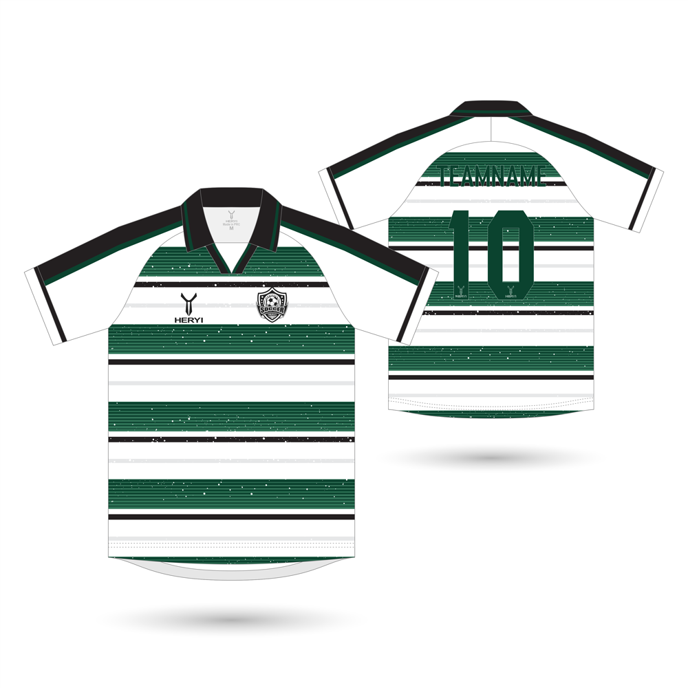 Custom Green & White Hoops Jersey Supplier | Grunge Texture