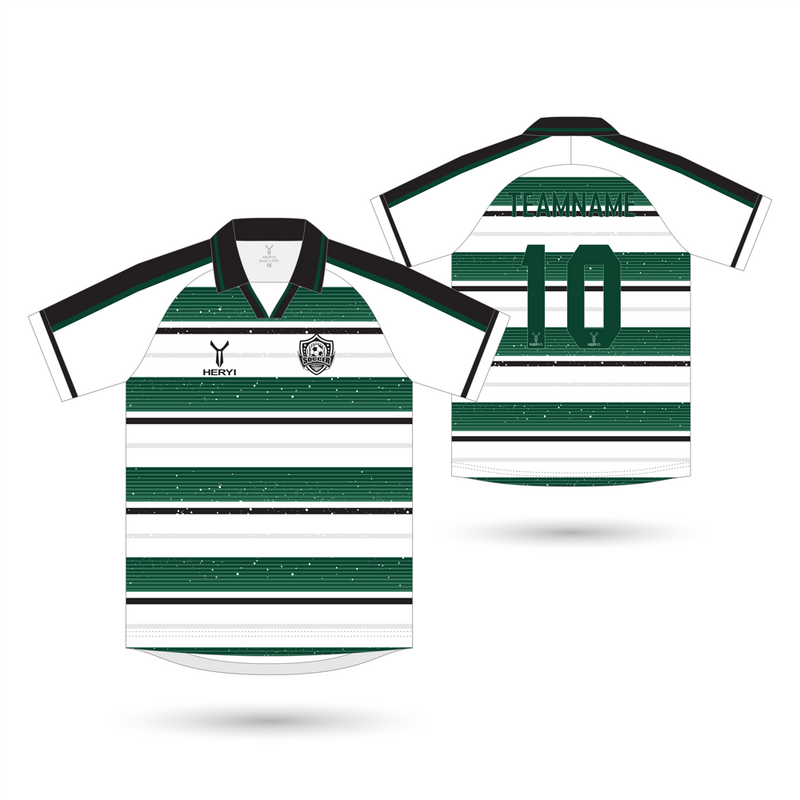 Custom Green & White Hoops Jersey Supplier | Grunge Texture