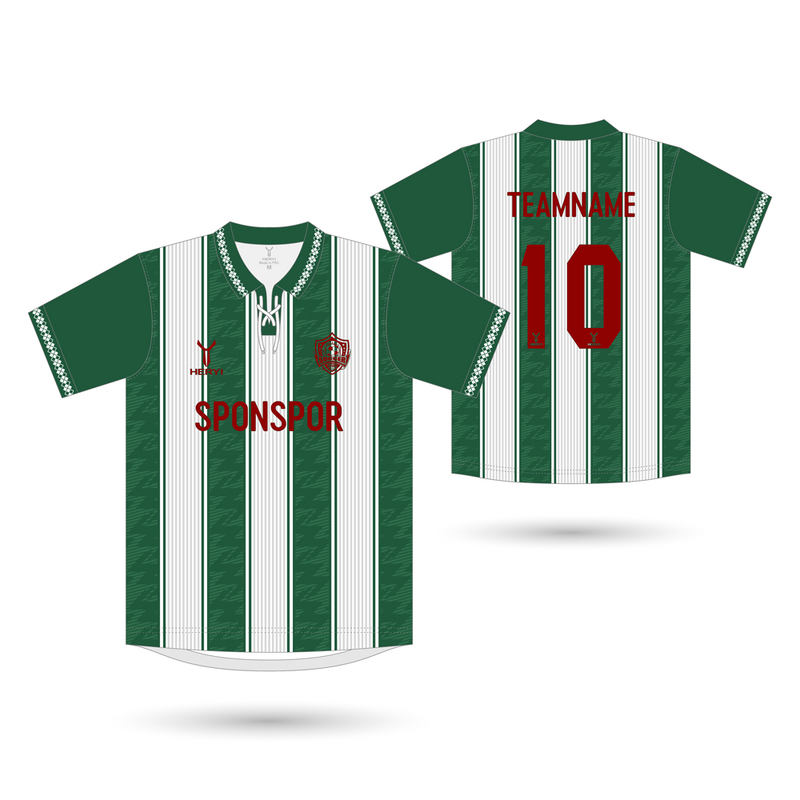 Vintage Green & White Lace-Up Jersey Maker | Zigzag Texture