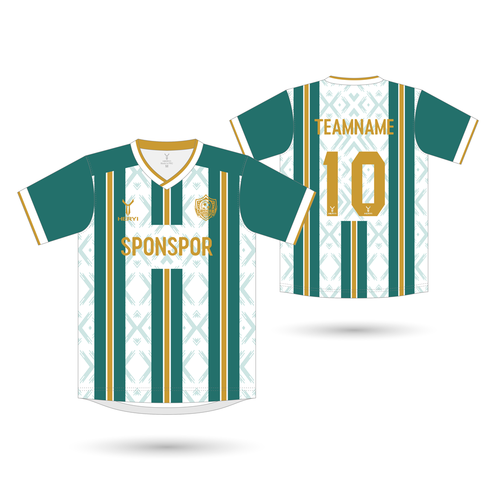 Premium Green, White & Gold Striped Kit | Custom ODM Factory