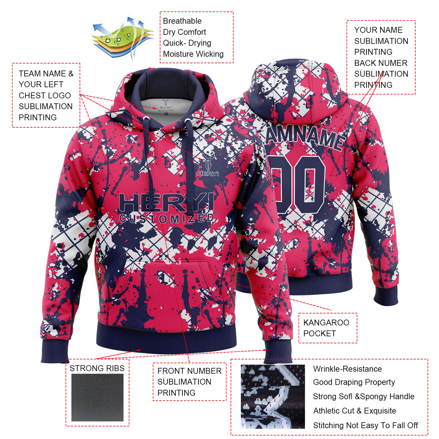 Custom Polyester Sports Hoodie H103-3