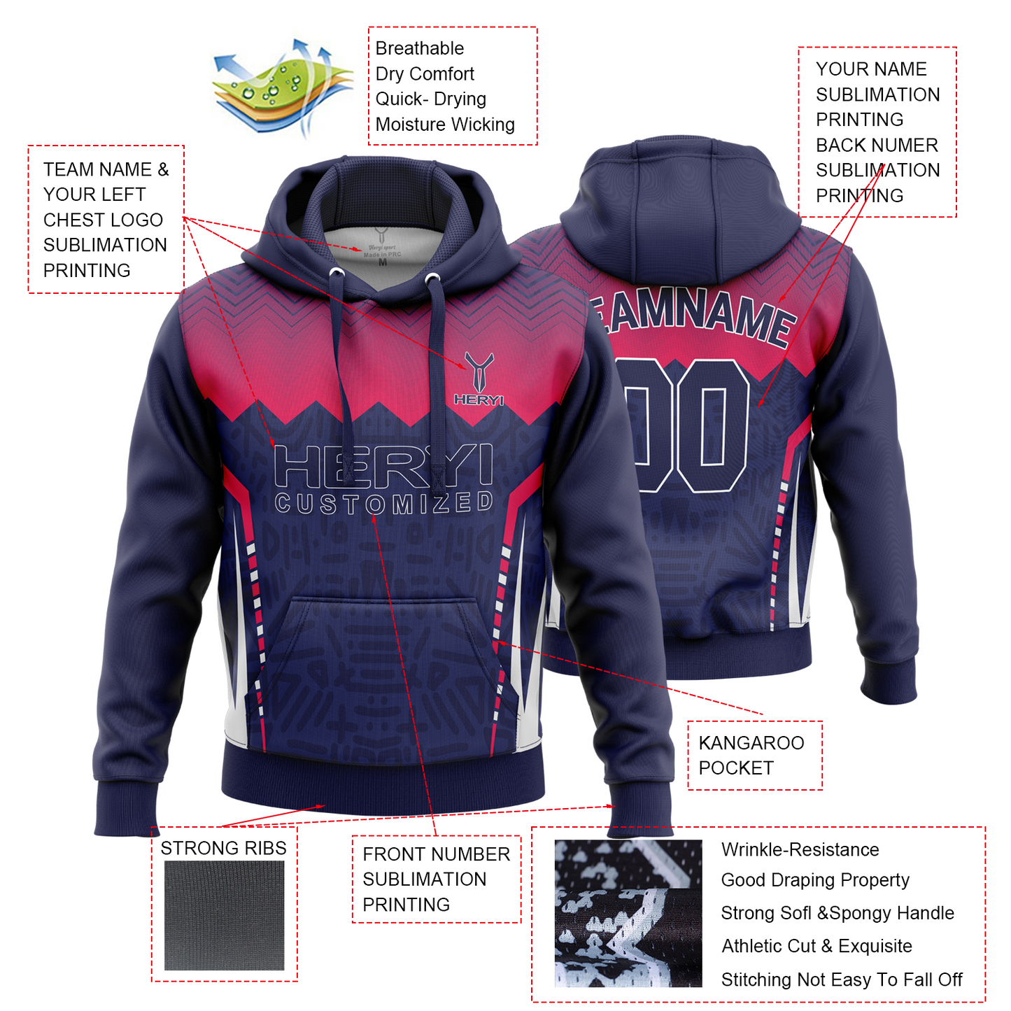 Custom Sublimation Print Bear & Bulldogs Club Hoodie H103-4