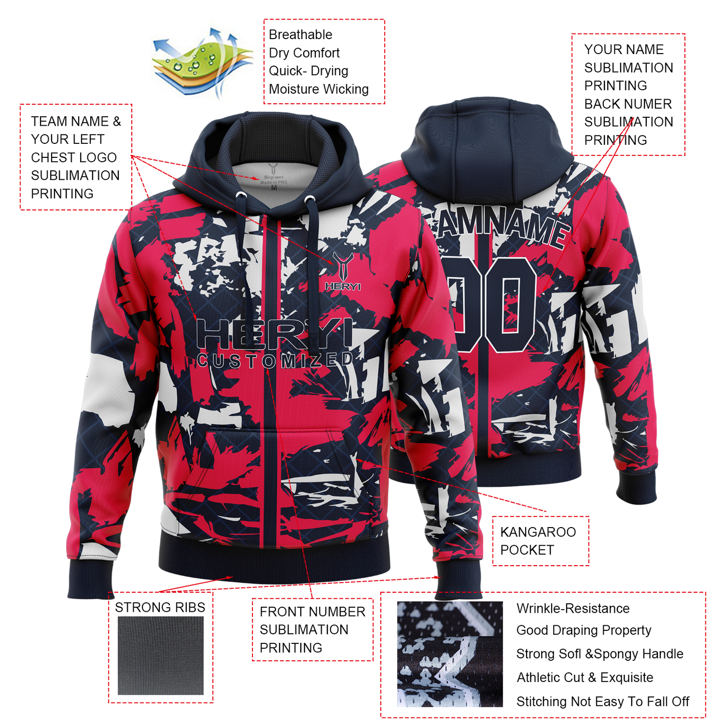 Custom Subliation Plus Size Mens Hoodies H103-5