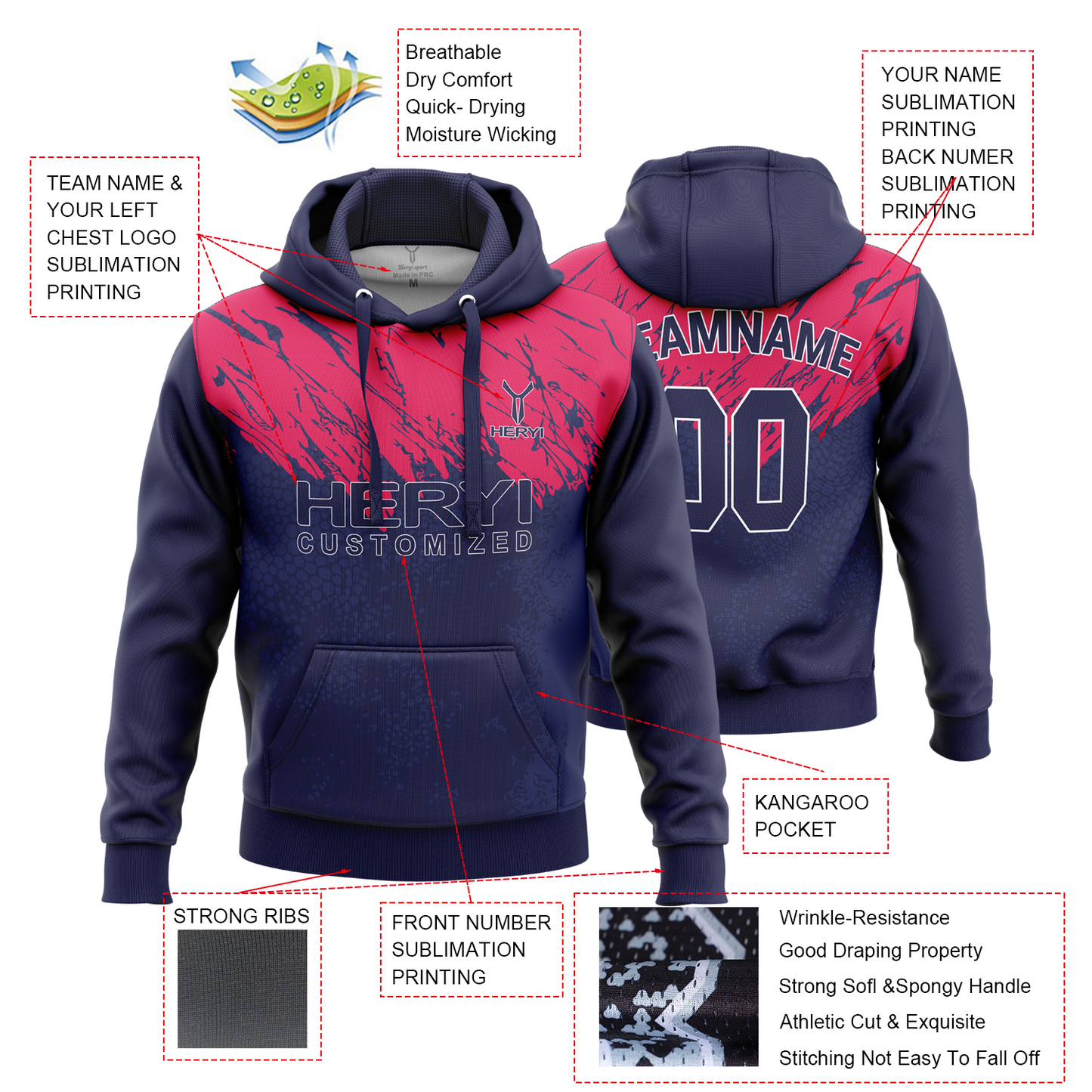 Custom Plain Hoodies Unisex H103-7