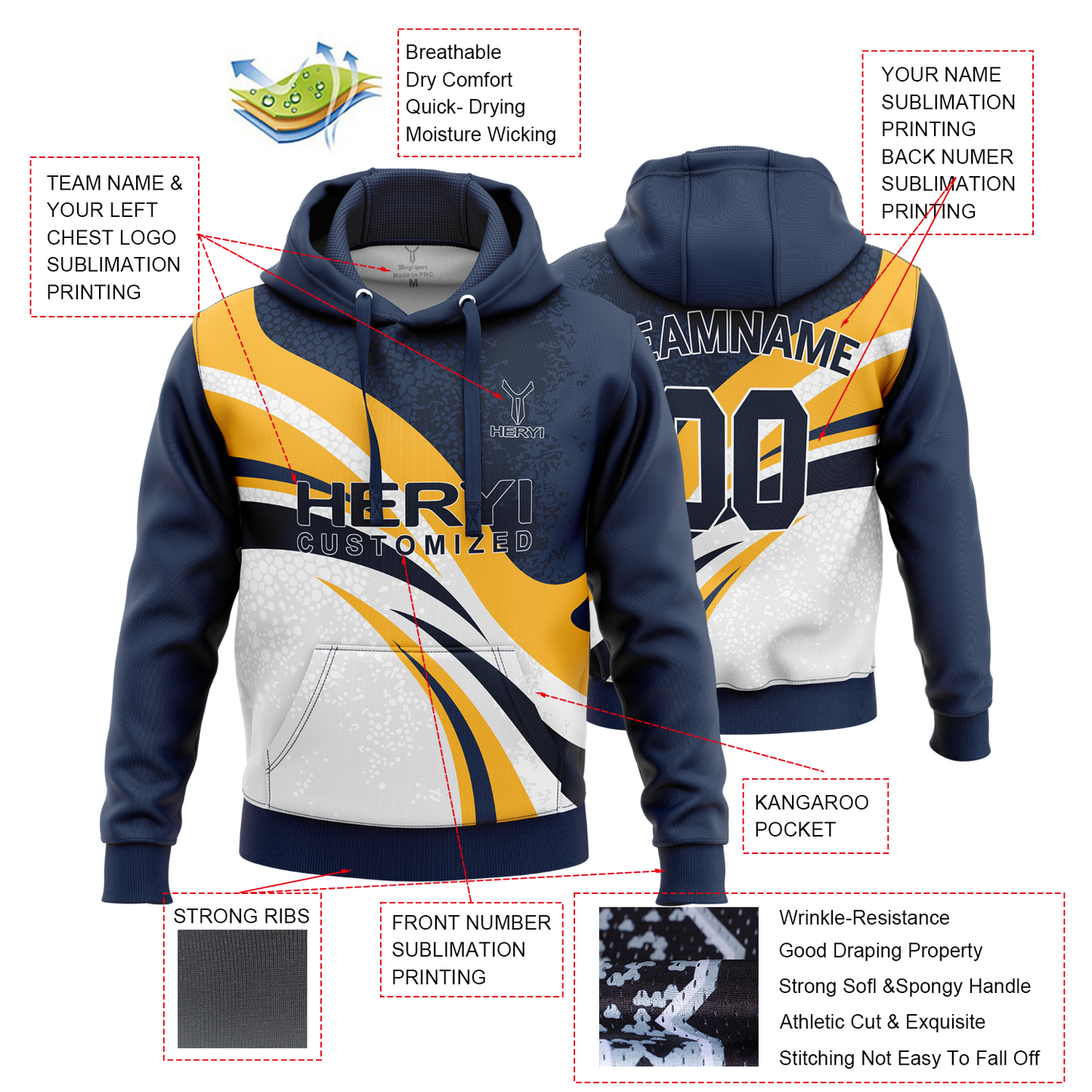 Custom Women's Sublimation Digital Full Printing Hoodies H103-11