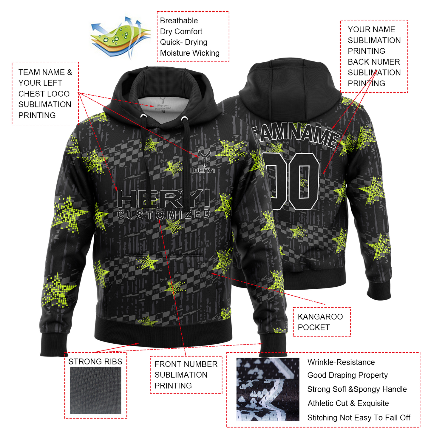 Custom Sublimation Oversized Hooded Sweatshirt H103-13