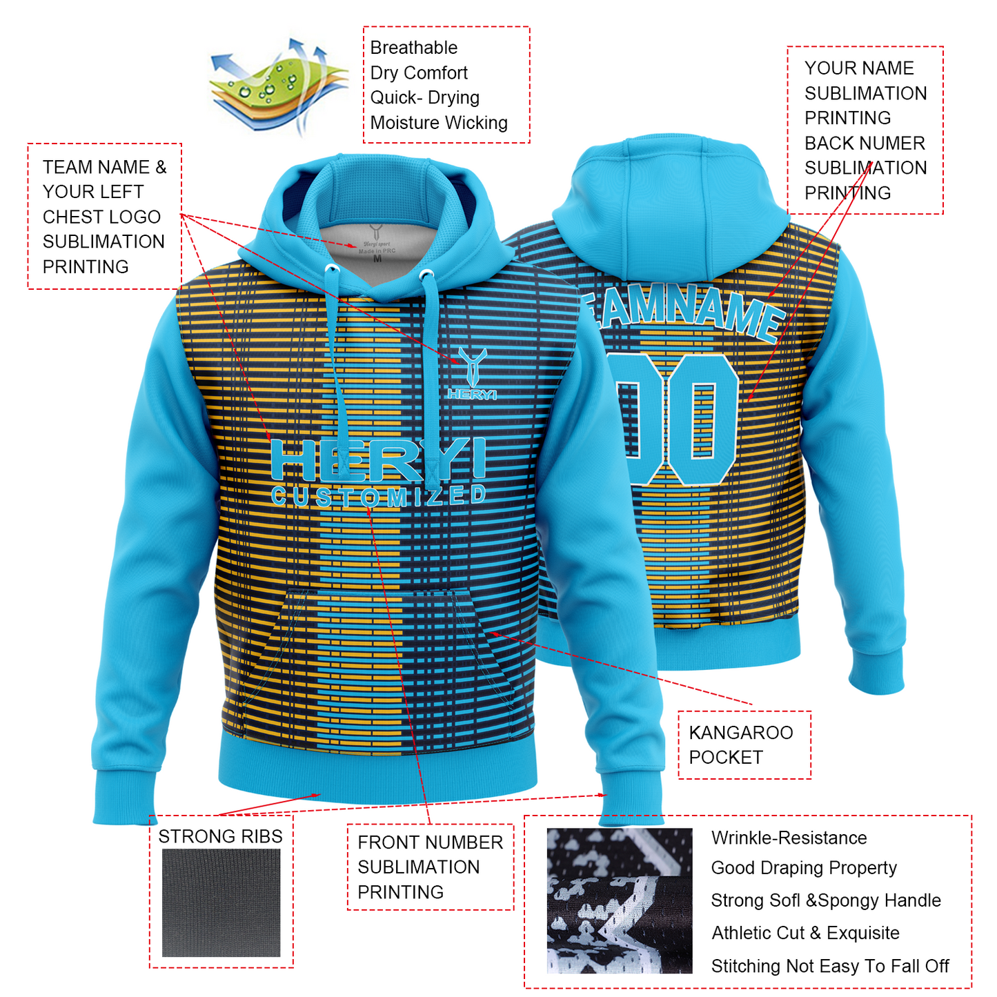 Custom Sublimated Hooded Sweatshirt H103-14