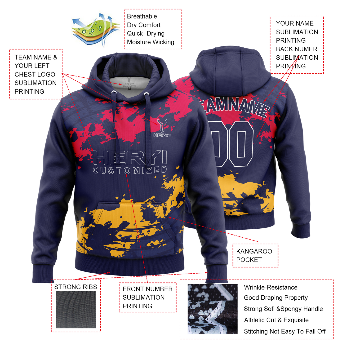 Custom Design Sublimation  Hoodies Sweatshirts H103-16