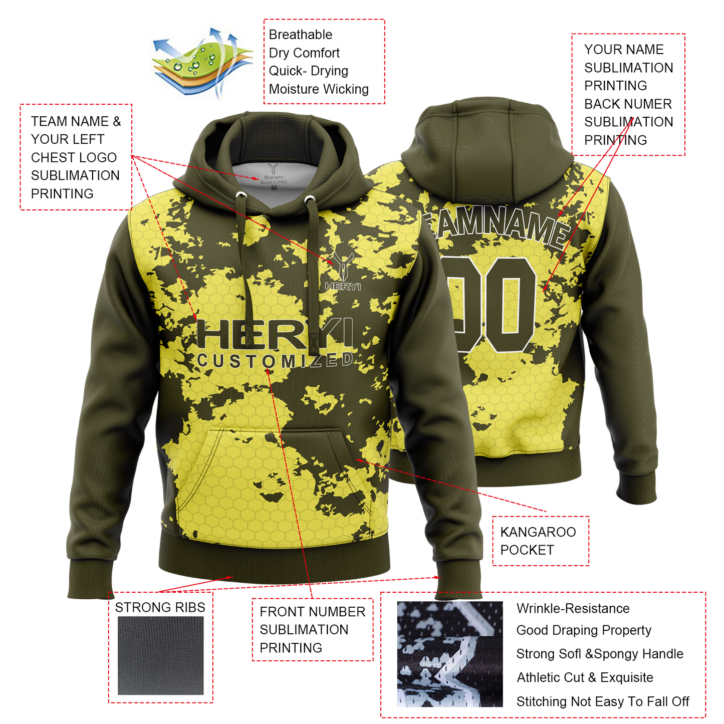 Custom Sports Wear Sublimation Hoodies Sweatshirt H103-24
