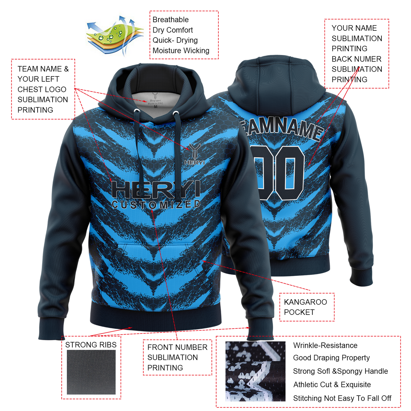Custom Quick Dry Sublimated Hoodie H103-33