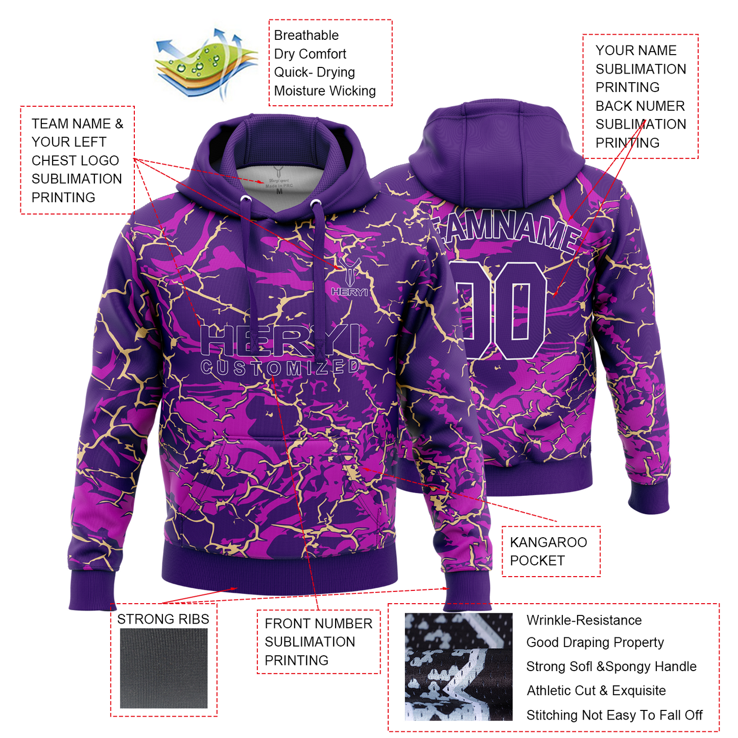 Custom Gym Sublimation Hoodies H103-34