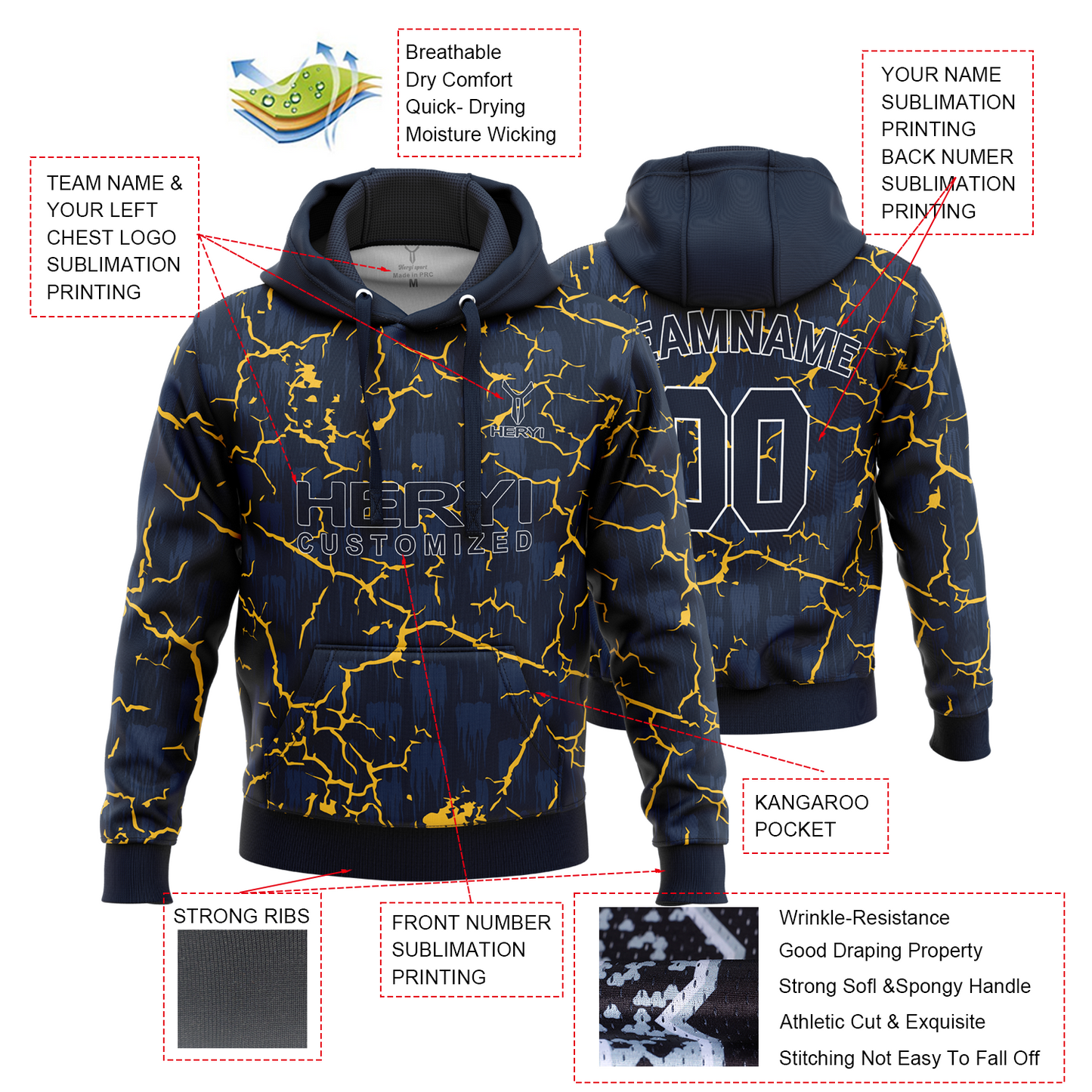 Custom Premium Sublimation Sports Hoodie H103-35