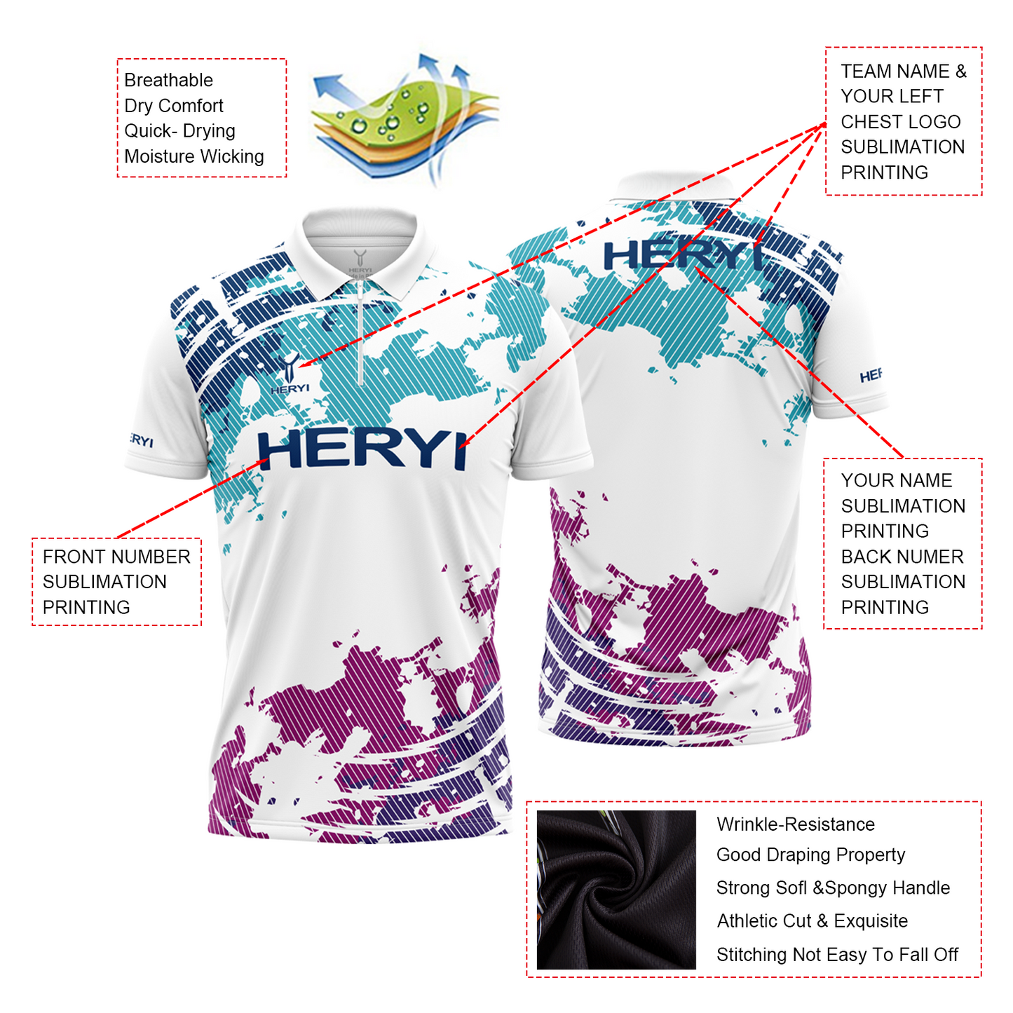 Customized Sublimation Quick-dry Dart Polo Shirt