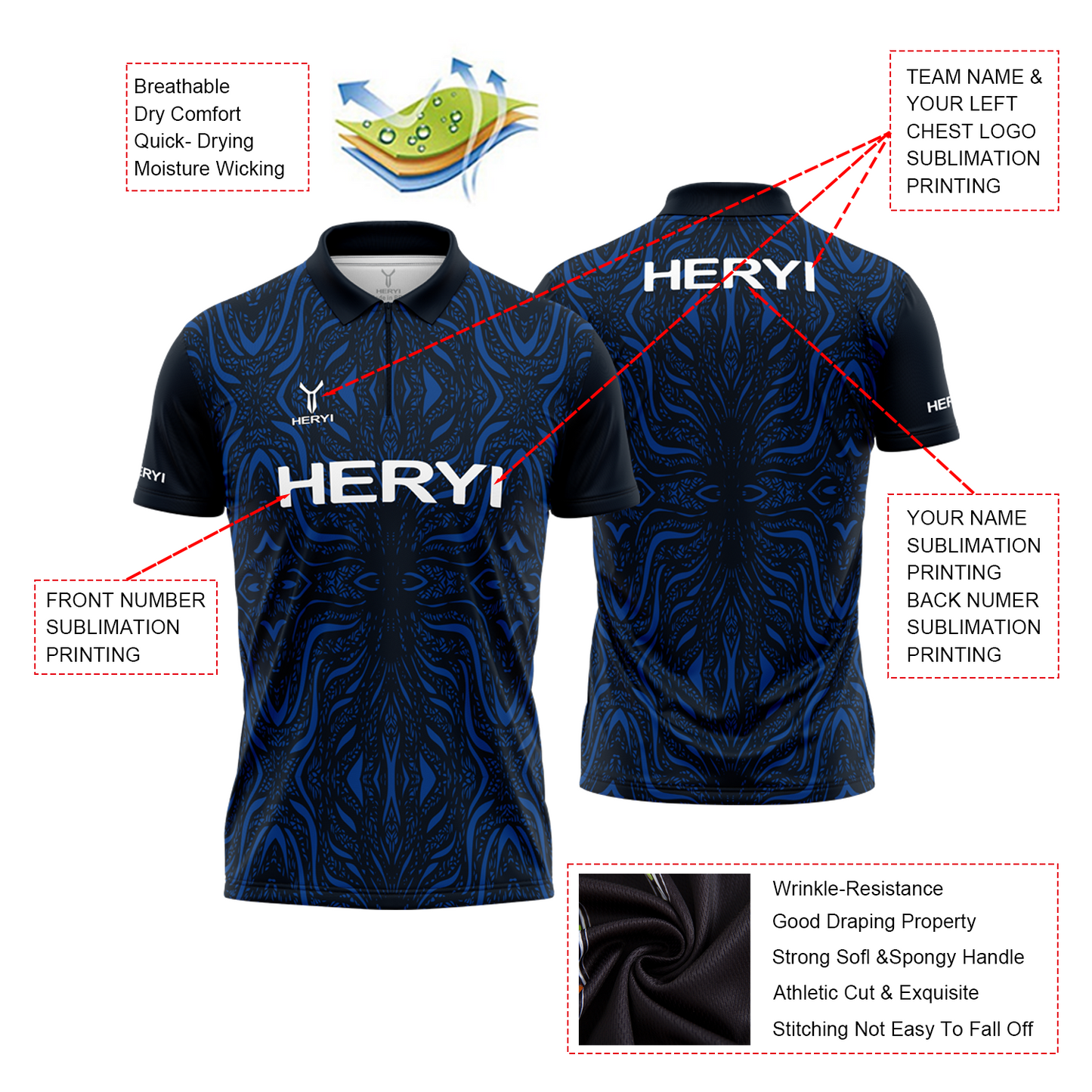 Customized Breathable Absorb Sweat Dart Polo Shirt