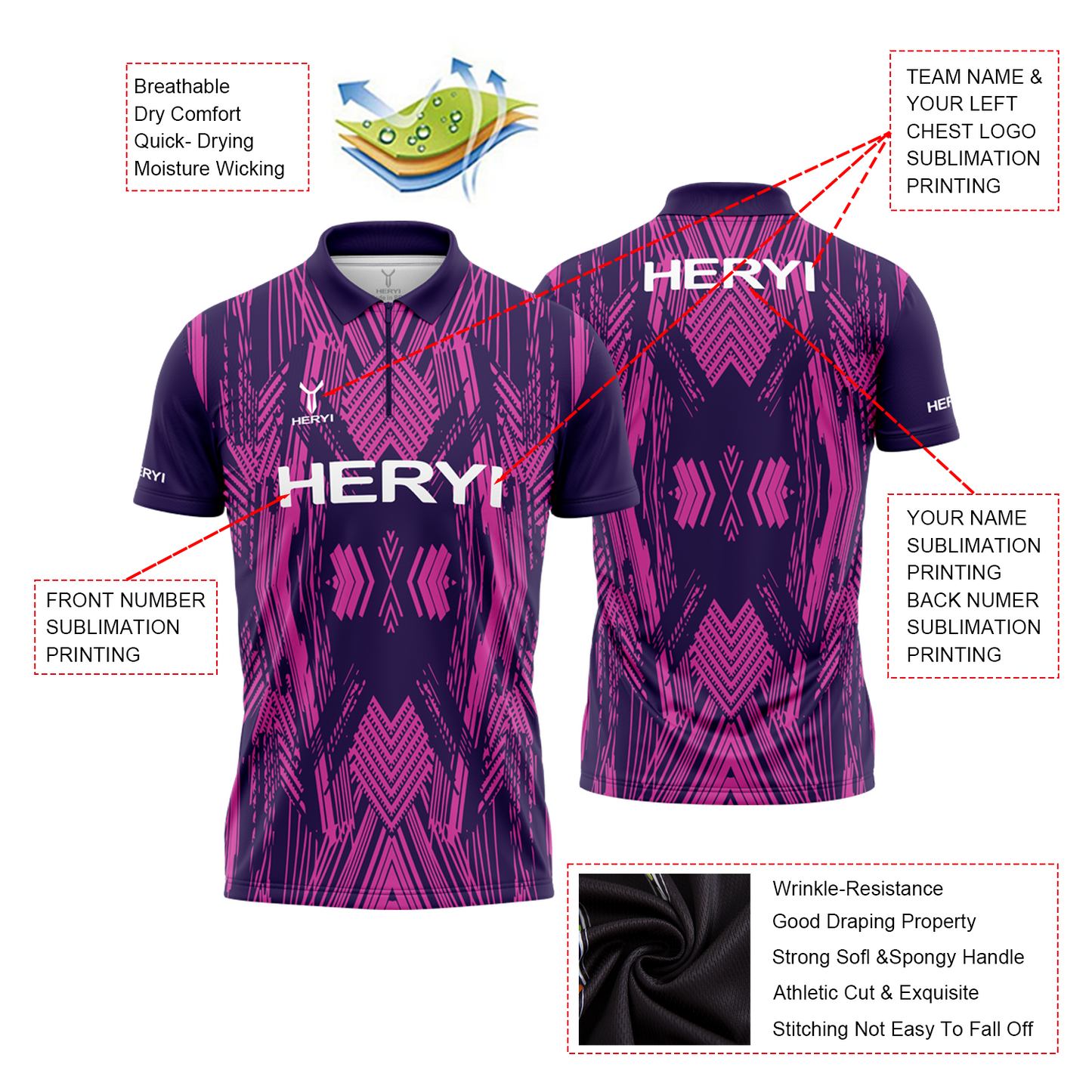 Professional Custom All Over Sublimation Printing Dart Polo Shirts