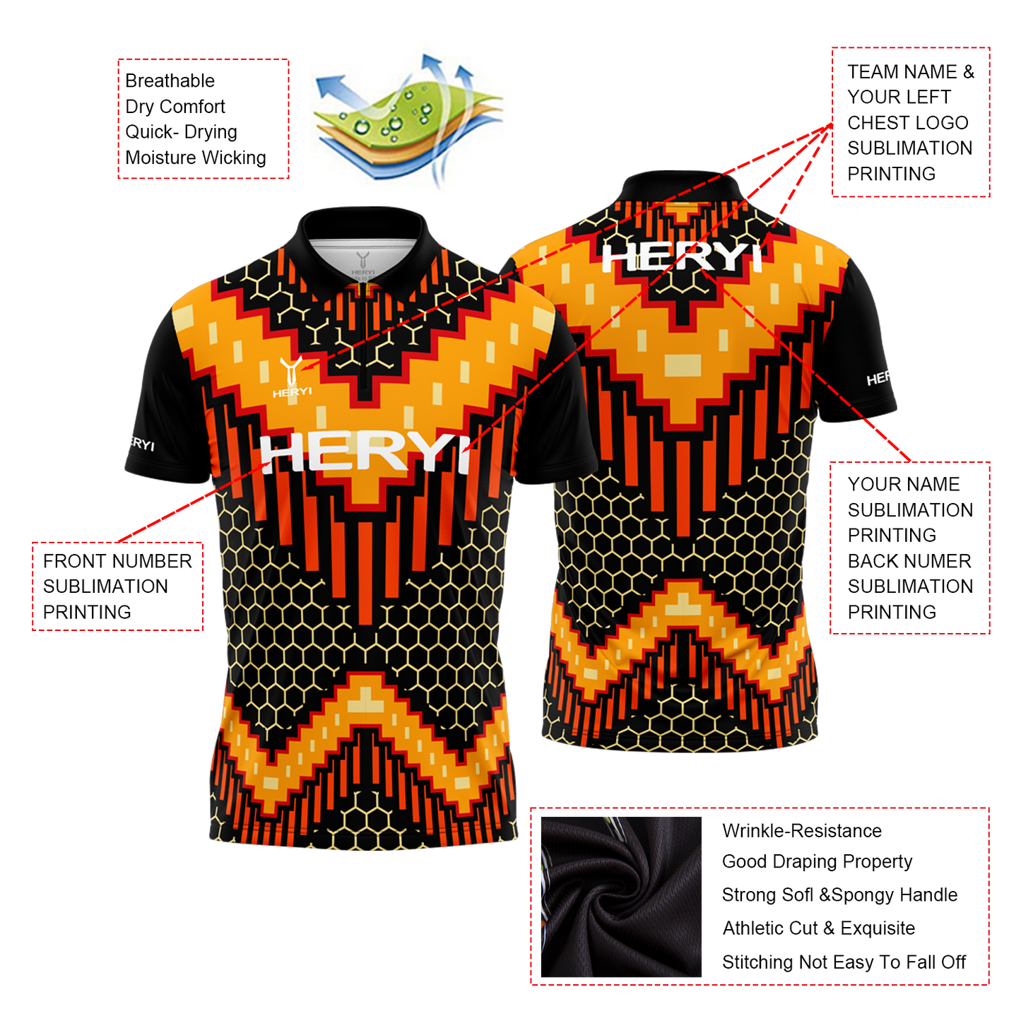 Sublimation Printed Customize Dart Polo Shirts