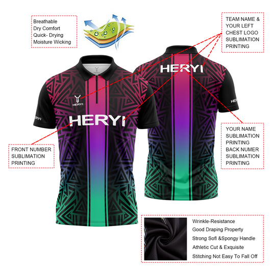 Customized Pattern 100% Polyester Men's Sportswear Fitness Breathable Embroidery Logo Printed Sublimation Golf Polo Shirt